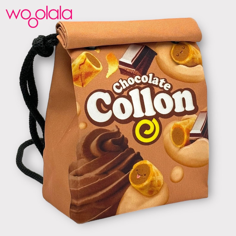 Quirky Collon Chocolate Biscuit Roll Backpack and Sling Crossbody Bag for Man , Woman, Kids Water Resistant 100% Recycled Polyester Sling Bag