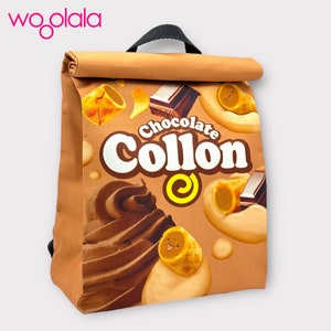 Quirky Collon Chocolate Biscuit Roll Backpack and Sling Crossbody Bag for Man , Woman, Kids Water Resistant 100% Recycled Polyester Backpack