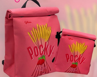 POCKY Erdbeerkeks-Rucksack und Sling Crossbody-Tasche für Mann, Frau, Kinder - Wasserfestes 100% recyceltes Polyester