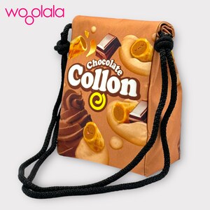 Quirky Collon Chocolate Biscuit Roll Backpack and Sling Crossbody Bag for Man , Woman, Kids Water Resistant 100% Recycled Polyester image 3