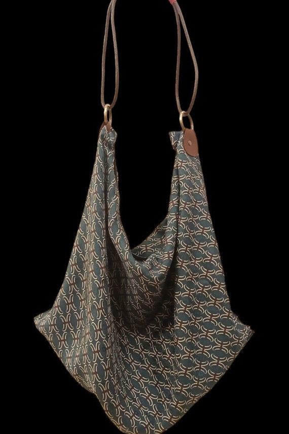 Bolso de tela hecho a mano, bolso de seda vintage, bolso tote