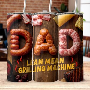 3D Dad Grilling BBQ 20oz Tumbler Wrap, Dad Sublimation Designs, Summer BBQ Tumbler PNG, Funny Father&#39;s Day Grill Master, Digital Download
