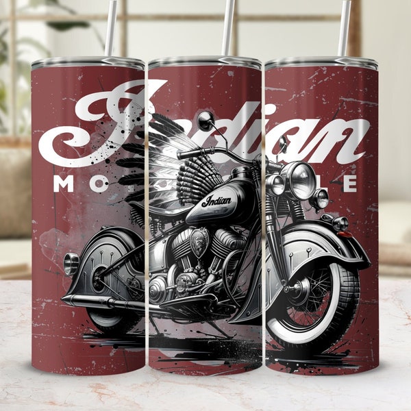 Classic Cruiser Vintage Motorcycle 20oz Skinny Tumbler Wrap Sublimation Design, Straight & Tapered Template, Motorcycle PNG Instant Download