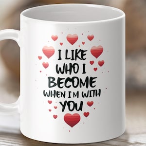 Message romantique Couples Mug Wrap 11 oz & 15 oz Sublimation Design Modèle de tasse Saint-Valentin amour coeurs rouges téléchargement numérique