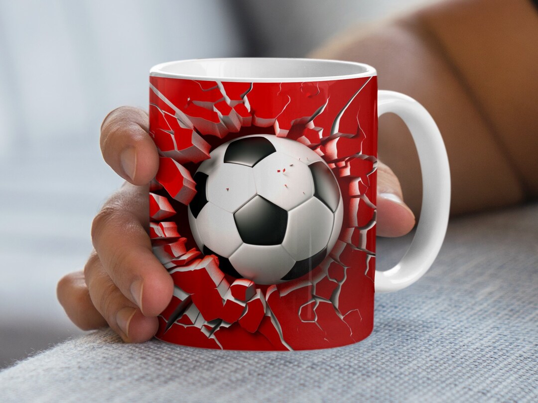 Personalized 3D Soccer Ball Mug Wrap, 11oz Mug Sublimation Design, Hole