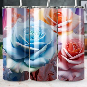 Pastel Rose 20oz Tumbler Wrap: Floral Sublimation Design (Digital Download)