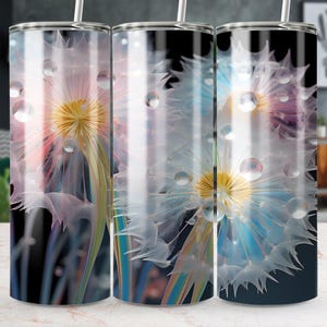 3D Dandelion Flowers Tumbler Wrap: Sublimation Design (Digital Download)