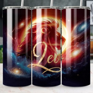 Leo Zodiac Tumbler Wrap: Celestial Sublimation Design (Digital Download)
