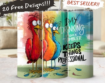 Sarcastic Day Drinking 20oz Tumbler Wrap: Funny Sublimation Design (Digital Download)