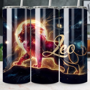 Leo Zodiac Tumbler Wrap: Celestial Sublimation Design (Digital Download)