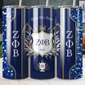 Zeta Phi Beta Tumbler Wrap: Royal Blue Sorority Shield (Digital Download)