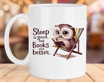 Sleep is Good, Books are Better 11oz & 15oz Mug Wrap PNG, Book Lover Sublimation Design, Reading Mug Template, Instant Digital PNG Download