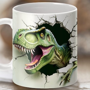 Personalized Dinosaur Mug Wrap: Custom 3D Jurassic Design (Digital Download)