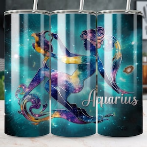 Aquarius Zodiac Tumbler Wrap: Celestial Sublimation Design (Digital Download)