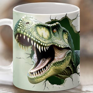 3D Trex Dinosaur Mug Wrap: Personalized Jurassic Design (Digital Download)