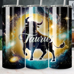 Taurus Zodiac Star Sign 20oz Tumbler Wrap Sublimation Designs Celestial Astrology Zodiac Taurus Skinny Tumbler Template Digital Download