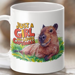 Capybara Mug Wrap, Sublimation Designs, 11oz & 15oz Mug, Capybara Mug, Kawaii Mug, Girl Who Loves Capybaras, Funny Mug, Digital Download