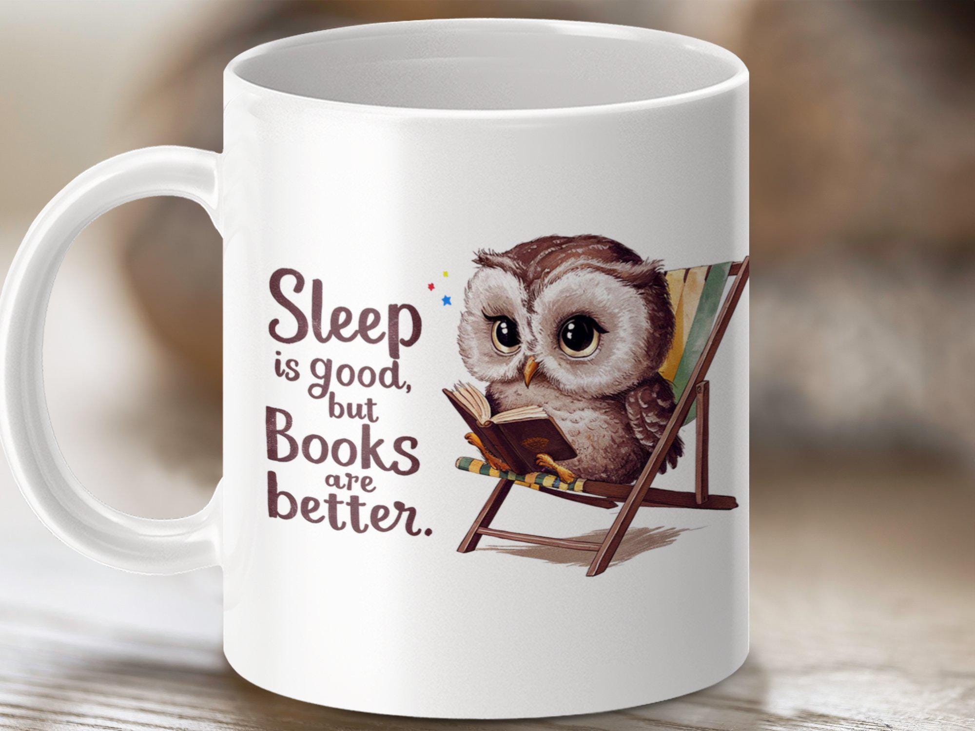 Book Lover Owl Mug Wrap: 11oz and 15oz Sublimation Design (Digital Download)