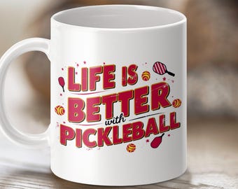 Positive Pickleball Sport Quote Mug Wrap: 11oz & 15oz Sublimation Design Template (Digital Download)