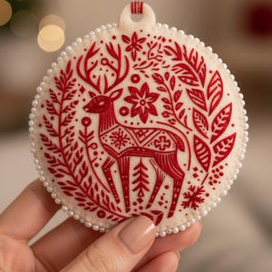 Linoprint Christmas Clipart: 17 Black & White Woodland Illustrations + 17 Gold Ornament Digital Files image 5