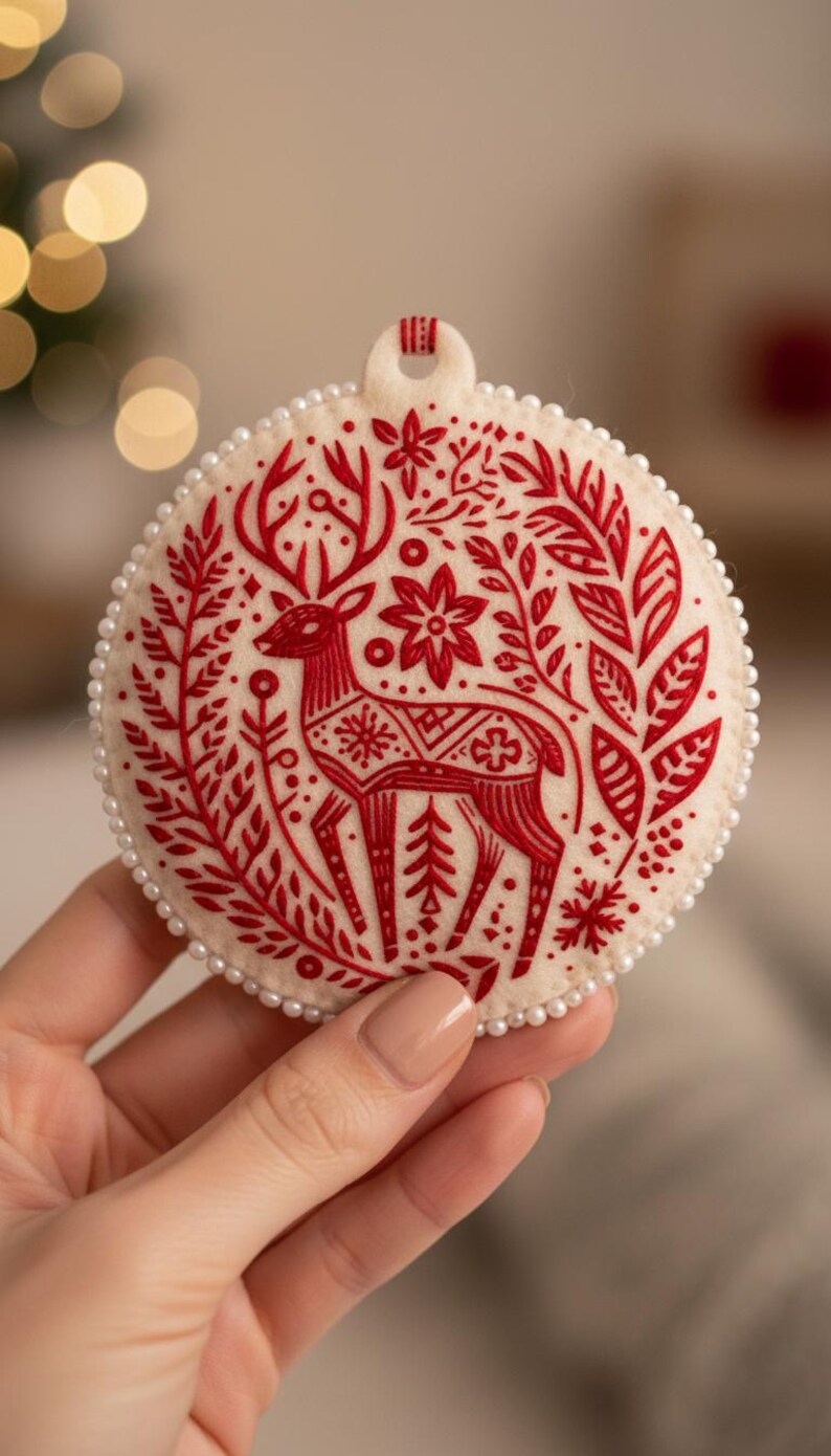 Linoprint Christmas Clipart: 17 Black & White Woodland Illustrations + 17 Gold Ornament Digital Files image 5
