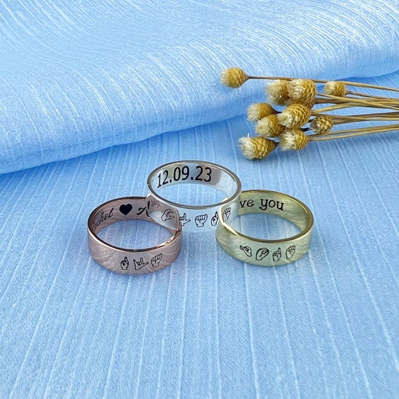 Jewelry Asl Ctr Ring Personalized Sign Language Rings • Catholic