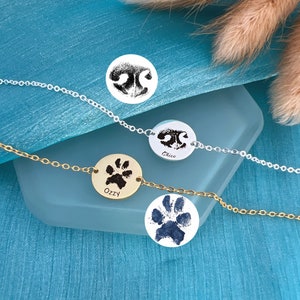 Bracelet personnalisé avec empreintes de pattes • Bijoux personnalisés pour animal de compagnie • Bracelet véritable empreinte de pattes d&#39;animal de compagnie • Cadeaux pour les amoureux des animaux • Cadeau commémoratif pour animal de compagnie