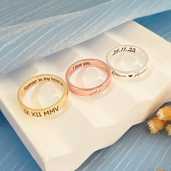Personalized Engraved Ring • Name Ring • Delicate Ring  • Hidden Ring • Couple Ring • Arabic Name Ring • Gifts for Her