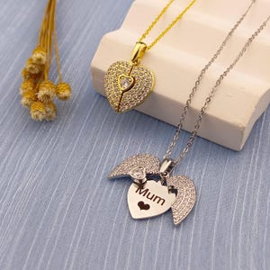 Personalized Angel Wing Necklace • Custom  Necklace • Heart Name Necklace with Wings • Angel Necklace • Remembrance Gifts • Gift for Mom