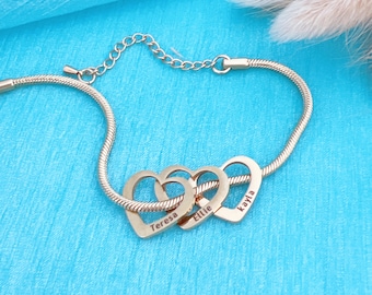 Bracciale cuore personalizzato • Cuore inciso personalizzato • Bracciale con nome • Bracciale mamma • Regalo per lei • Regalo di Natale