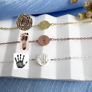 Personalized Baby Footprint Bracelet • Fingerprint Jewelry • Custom Paw Print Photo • Footprint Bracelet • Keepsake Gift • Gift for New Mom