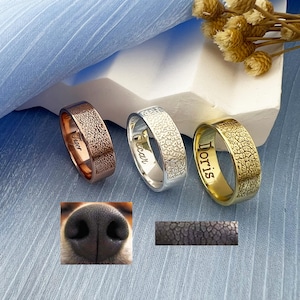 Custom Pet Ring • Pet&#39;s Nose print Ring • Nose Print Rings • Nose Print Engraving • Pet Jewelry • Gifts for Pet Lovers