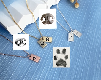 Personalized Paw Print Necklace • Custom Pet Nose Print  • Actual Paw Print Customization • Pet Jewelry • Gifts for Pet Lovers