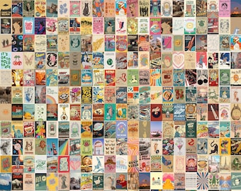 Kit collage da parete per poster vintage da 300 pezzi - Collage da parete estetico retrò - Potsers vintage - Arredamento d'arte vintage - Arredamento dormitorio retrò - DOWNLOAD DIGITALE