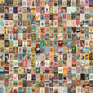 300PCS Vintage Poster Wall Collage Kit- Retro Aesthetic Wall Collage- Vintage Potsers- Vintage Art Decor- Retro Dorm Decor- DIGITAL DOWNLOAD