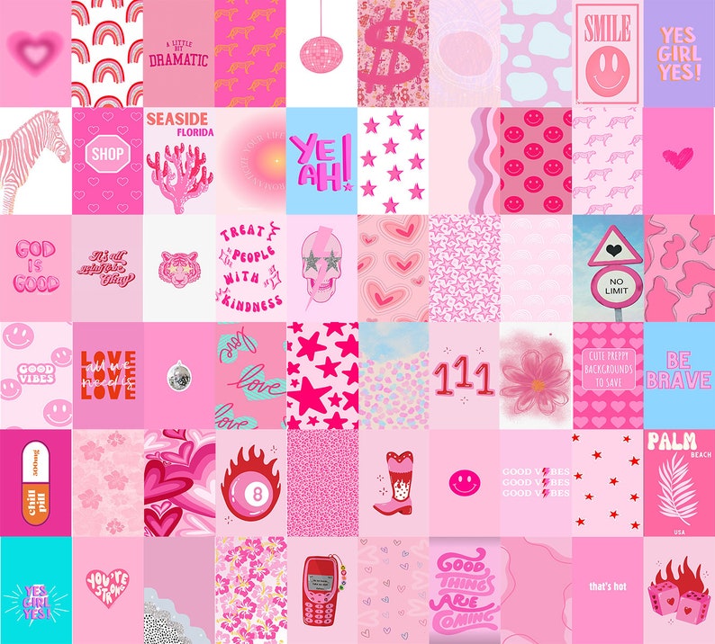 Pink Preppy Aesthetic Wall Collage Kit Preppy Pink Room - Etsy