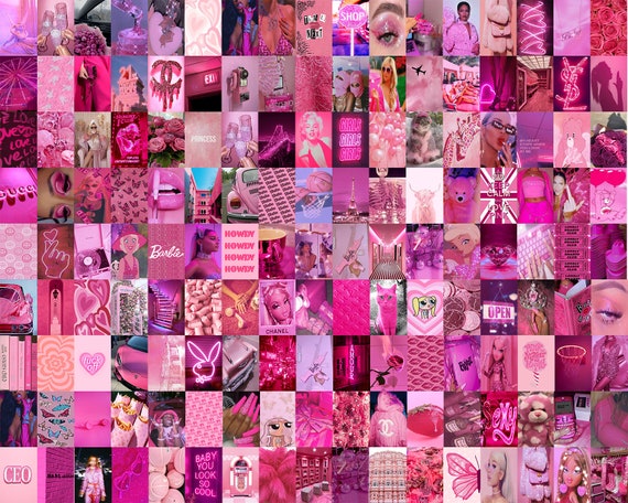 Y2K Hot Pink Wall Collage Kit, 50pcs + Free Tape