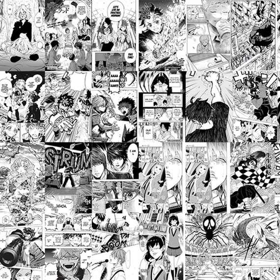 440 Pcs Anime Manga Collage Kit Anime Black and White Collage Manga Wall  Poster Manga Panels Room Decor Manga Aesthetic Collage Kit 