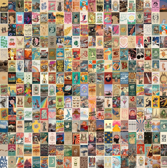 300 STÜCKE Vintage Poster Wand Collage Kit Retro Ästhetische Wand.