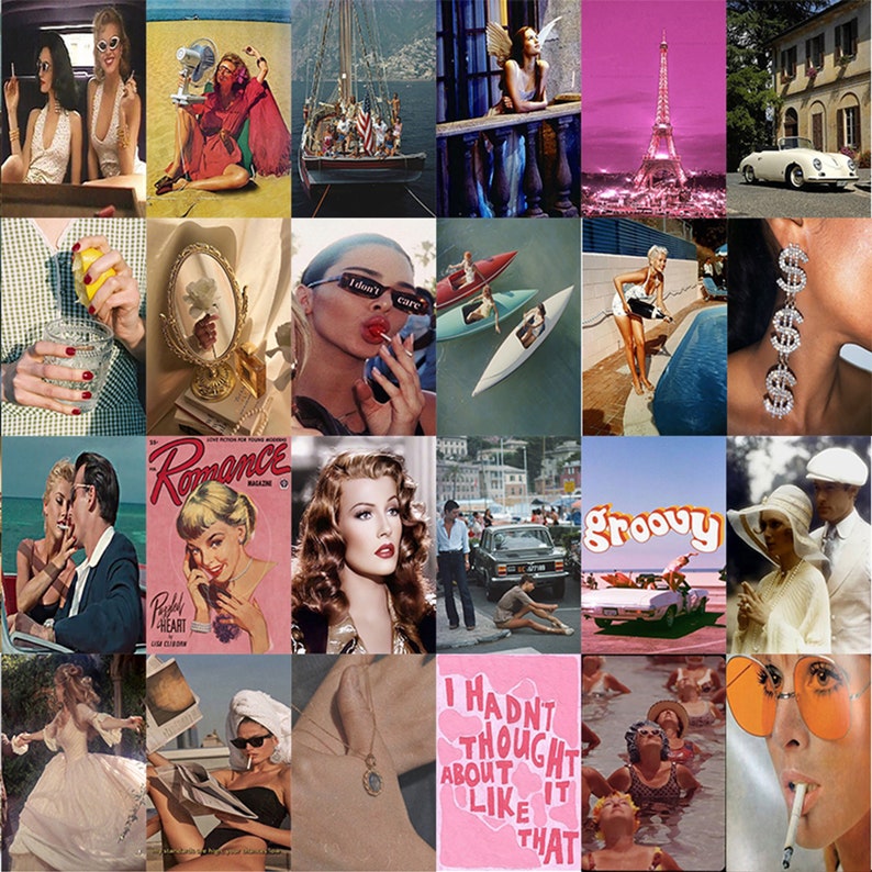 150PCS Boujee Vintage Wall Collage Kit Retro Aesthetic Photo Prints 70s 80s 90s Boujee Prints