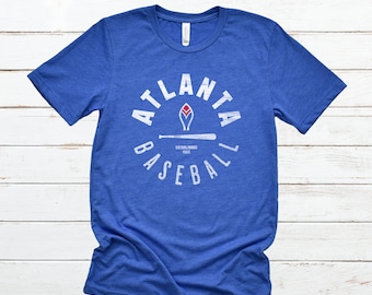 Fan of Atlanta Baseball Retro T-Shirt | Atlanta Shirt | Braves Tee | Heathered Colors | Distressed Print | Unisex Jersey Short Sleeve Tee
