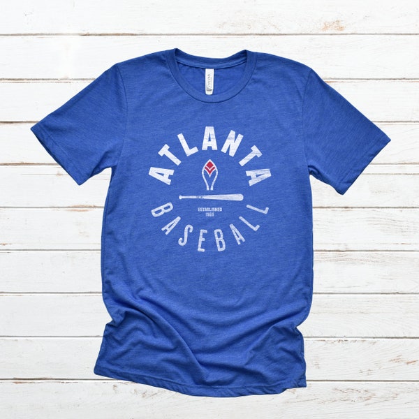 Fan of Atlanta Baseball Retro T-Shirt | Atlanta Shirt | Braves Tee | Heathered Colors | Distressed Print | Unisex Jersey Short Sleeve Tee