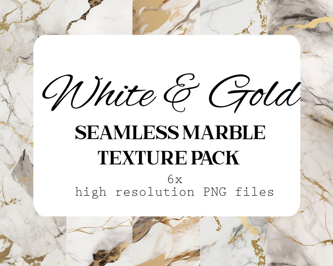 Seamless White & Gold Marble Texture Pack Elegant Digital Paper for