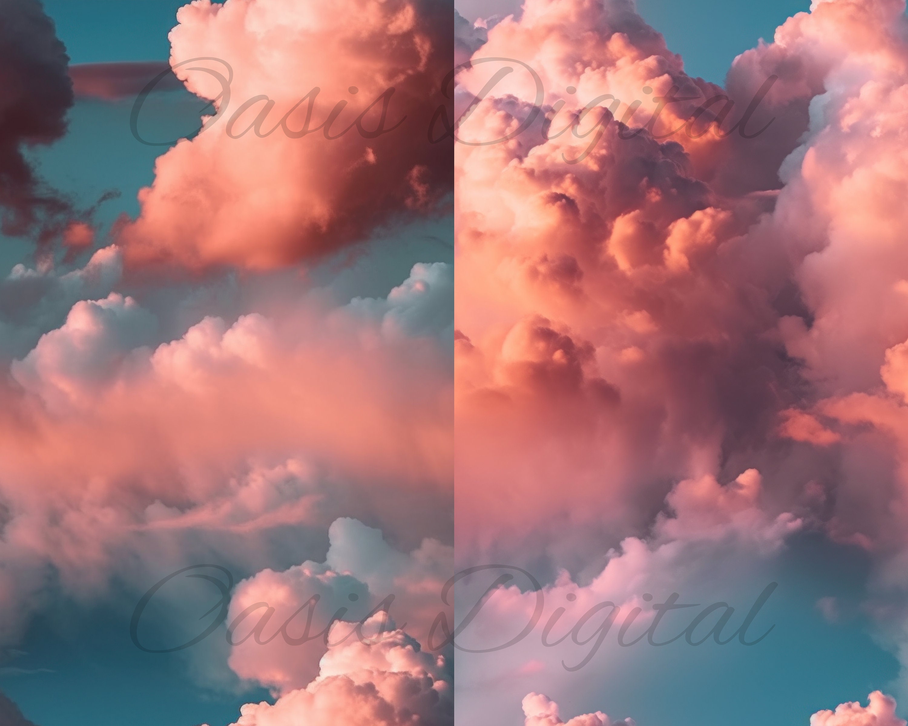 Heavenly Pink Clouds Seamless Texture Pack - Dreamy Sky Backgrounds - Etsy