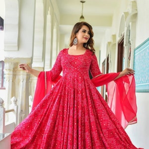 Red bandhani cheap suit set