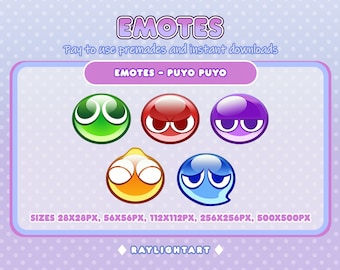 Puyo Puyo Game Premade Emotes for Twitch, Tiktok, Discord, YouTube, Facebook Etc.