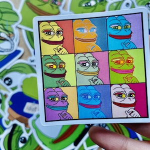 Pacchetto adesivi Pepe the Frog / Decalcomanie fai da te divertenti e fantastiche / Vinile impermeabile per laptop, telefono, skateboard, album di ritagli / Adesivi meme