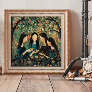 Teatime Kunst, Küchen Deko Poster, Teatime Kunstdruck, Teeparty, Volkskunst, wunderliche Kunst