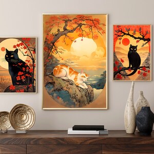 Bundle of 10 Japanese Cat Style Art Print, Japanese ArtPrint,High resolution PNG,Japanese Cat Poster, Japanese Cat ArtPrint, Cat Lovers Gift