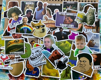 Zabawne naklejki z internetowymi memami | Naklejki wielokrotnego użytku, na laptopa i butelkę z wodą